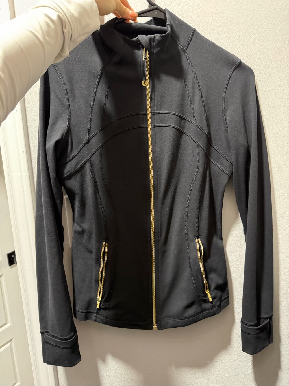lululemon athletica Black Zip Jacket with Gold Zippers